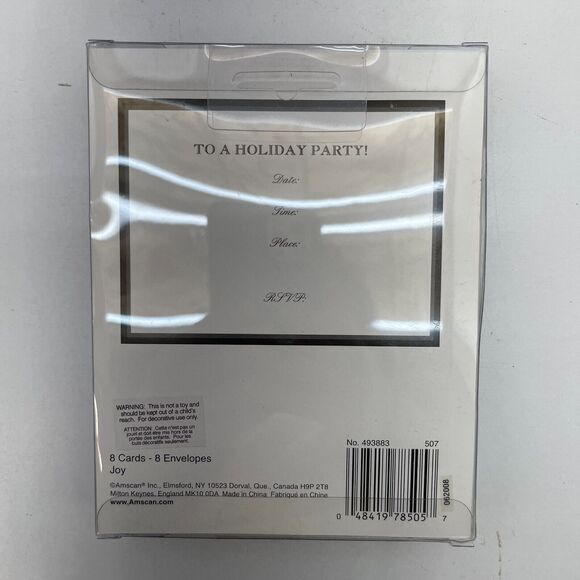 Joy Elegant Black White Holiday Cocktail Party Deluxe Invitations Card 6PKG - Picture 3 of 9